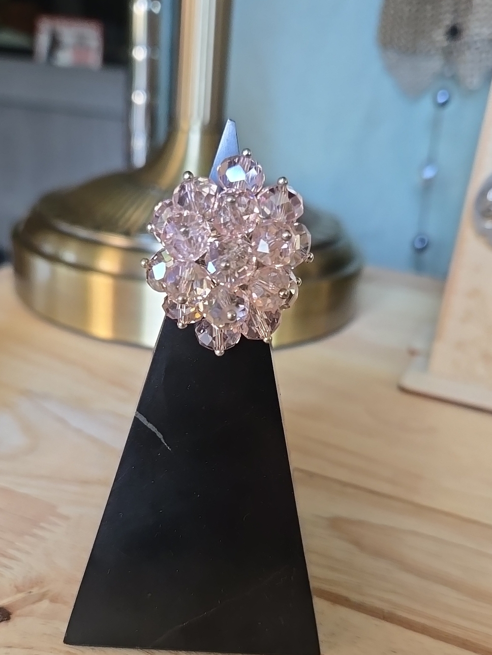 Pink Crystal Cluster Ring -  Statement Women's Jewelry